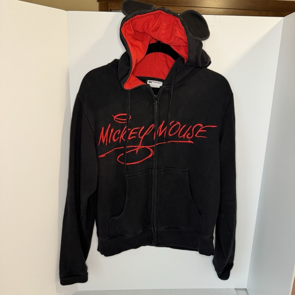 Disney Parks Mickey Mouse Zip Front Hoodie Jacket with Ears Size Small